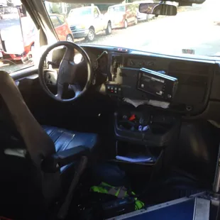 the interior of a truck