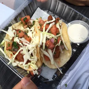 Surprisingly good fish taco to go