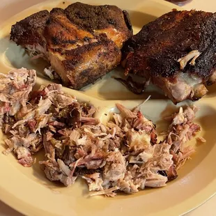 BBQ Sampler meats (1/2 pork steak, ribs, chopped meat)