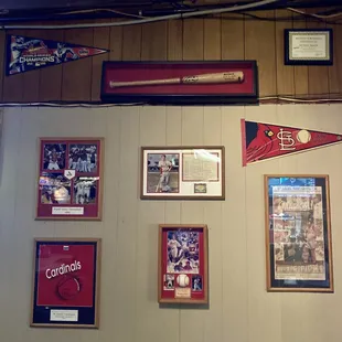 baseball memorabilia and memorabilia on a wall