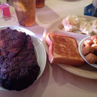 Pork steak, okra, two helpings of scallop potatoes, &amp; iced tea. Excellent, as always.
