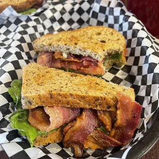 Bacon Lettuce and Tomato sandwich on homemade Keto bread. Delish!