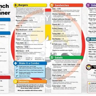 the menu for the lunch dinner