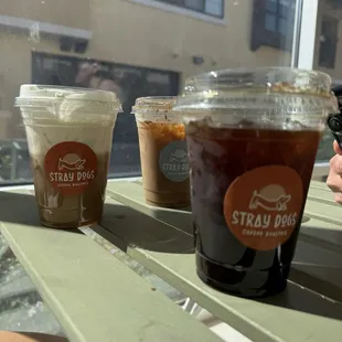 Cold brew , brown sugar cinnamon latte, and corn dog latte.