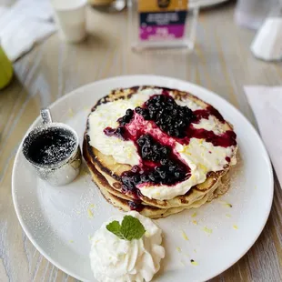 Lemon Blueberry cheesecake pancakes