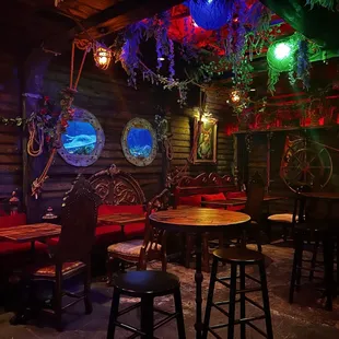 Seating behind the bar