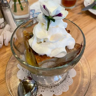 a dessert in a glass bowl