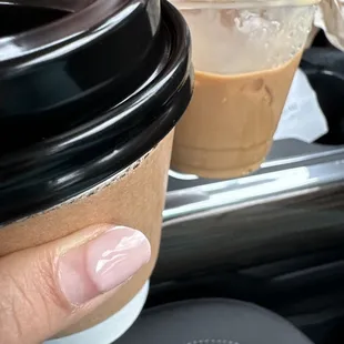 Caramel latte and chai latte hot