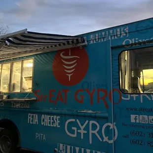 a blue food truck