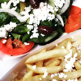 Greek Salad and Greek fries.