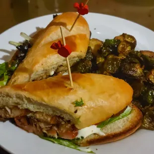 Pork Belly Sandwich w/ Fried Brussel Sprouts