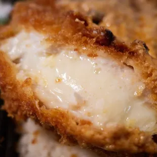 Pork and mozzarella cutlet w/ chorizo gravy (Interior - there really is pork in there with all that cheese)