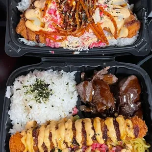 Top: Salmon Katsu Overload, Bottom: Town &amp; Country ($18 each)