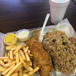 2 PC 2 Piece Whiting Fish with Vegetable Fried Rice Combo