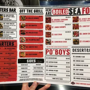 the menu for the restaurant