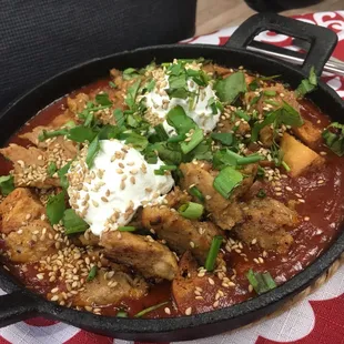Shakshuka with chicken, minus the egg