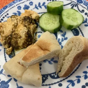 Fab hummus with bread &amp; cukes