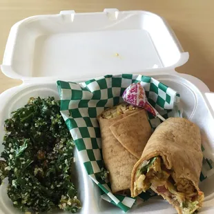 $10 combo curry chicken wrap and kale salad