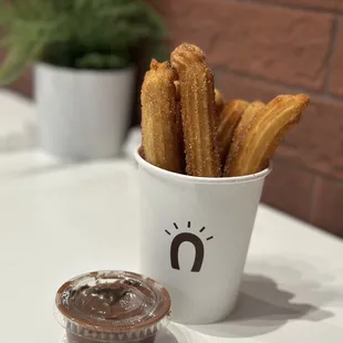 Stick Churros with chocolate sauce