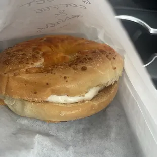 Cheese bagel with cream cheese