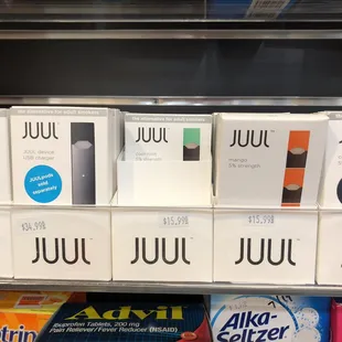 a display of juul products