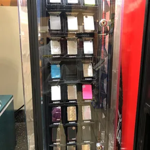 a vending machine full of cell phones