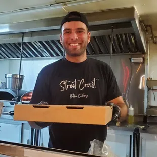 Come by and visit Sebastian and try out his Pizza