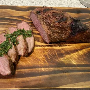 Grilled tri tip, topped with chimichuri