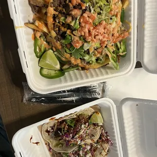 Korean pork Tacos &amp; Carne Asada Fries