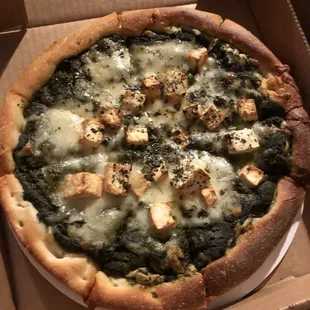 Saag Paneer Pizza. Amazing and a generous portion of saag.