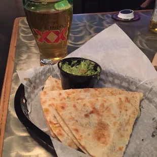 Quesadilla w/ carne asada and a side of guac