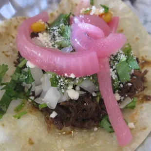 Close up of the shredded beef. REALLY good. Fresh flour tortilla, too.