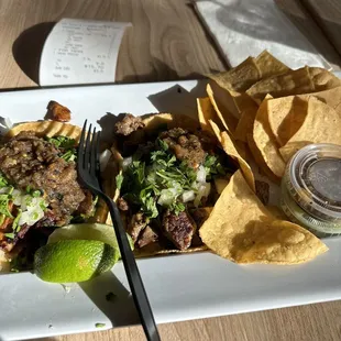 2 taco plate asada and Al pastor