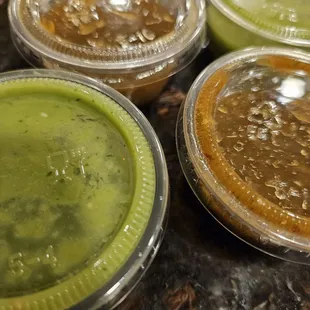 a variety of sauces