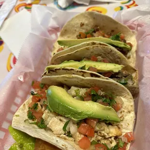 Carbon - 1 steak, 1 chicken, 1 carnitas (substitute the corn tortillas for flour tortillas