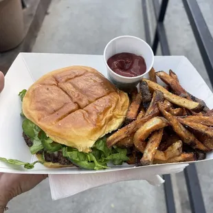 Cajun flame with fries