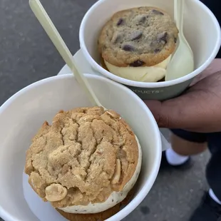 Chocolate chip vanilla and peanut butter mint chip, $7 each without tip