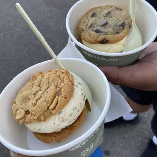 Chocolate chip vanilla and peanut butter mint chip, $7 each without tip