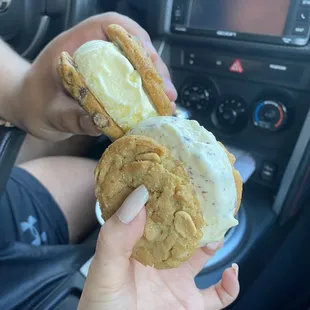 Chocolate chip vanilla and peanut butter mint chip, $7 each without tip