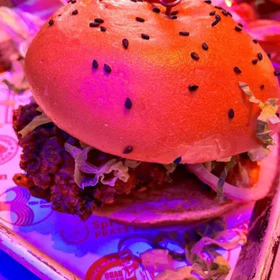 Spicy fried chicken sandwich