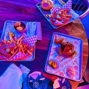 Fried chicken wings, Spicy fried chicken sandwich, &amp; chicken nuggets