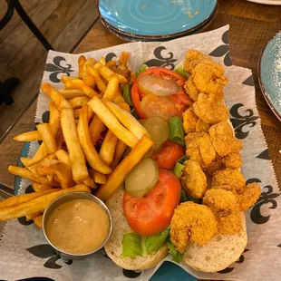 Shrimp poboy sandwich