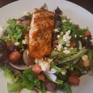 Grilled Salmon Greek Salad