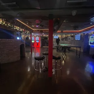 a bar with neon lights