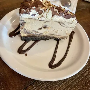 The mud pie slice was huge but SO good! We shared this piece but not going to lie, we each wanted our own!