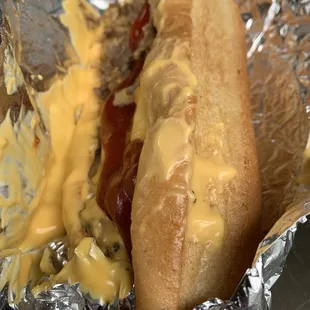Messy cheesesteak