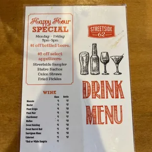 Drink menu