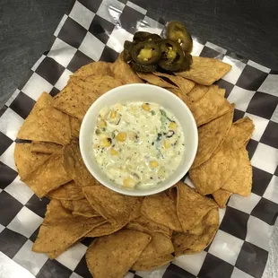 Street Corn Queso &amp; Tortilla Chips