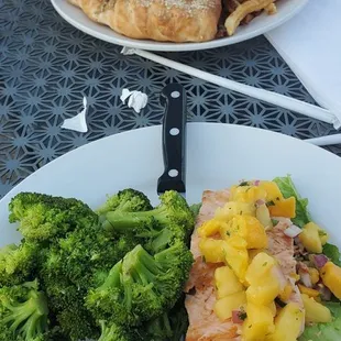 Mango salsa salmon and calzone.