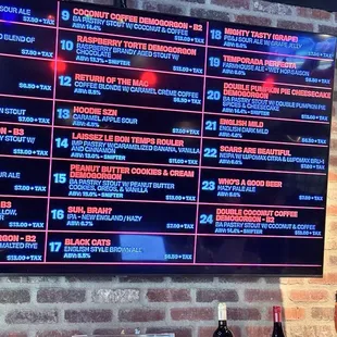 Menu beers